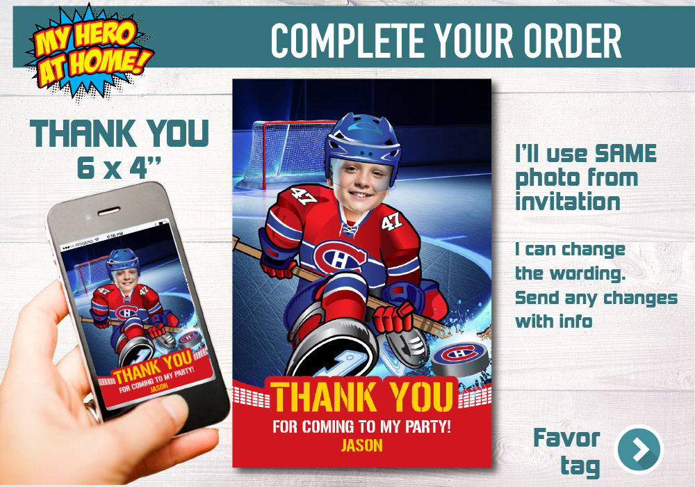 Montreal Canadiens Invitation, Canadiens photo invitation, Canadiens Digital Invitation. 304C