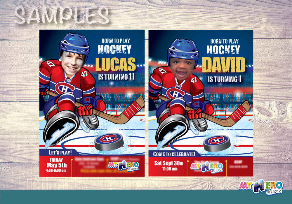 Montreal Canadiens Invitation, Canadiens photo invitation, Canadiens Digital Invitation. 304C