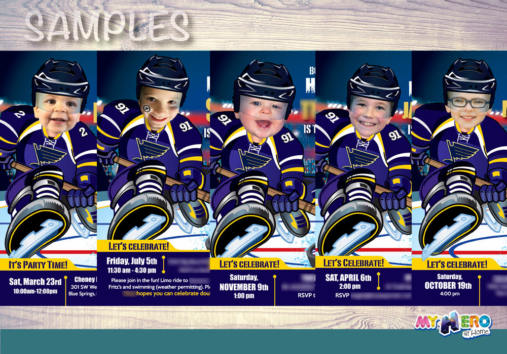 St Louis Blues Invitation with photo, St Louis Blues photo invitation, St Louis Blues Digital. 307C