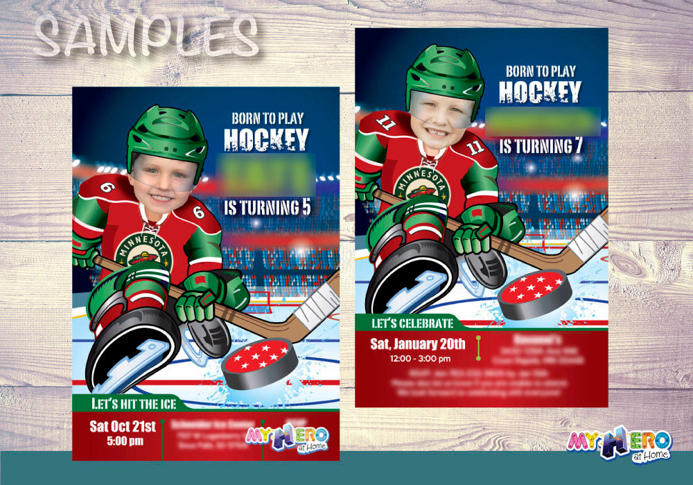 Minnesota Wild Invitation, Minnesota Wild photo invitation, Minnesota Wild Digital Invitation. 319C