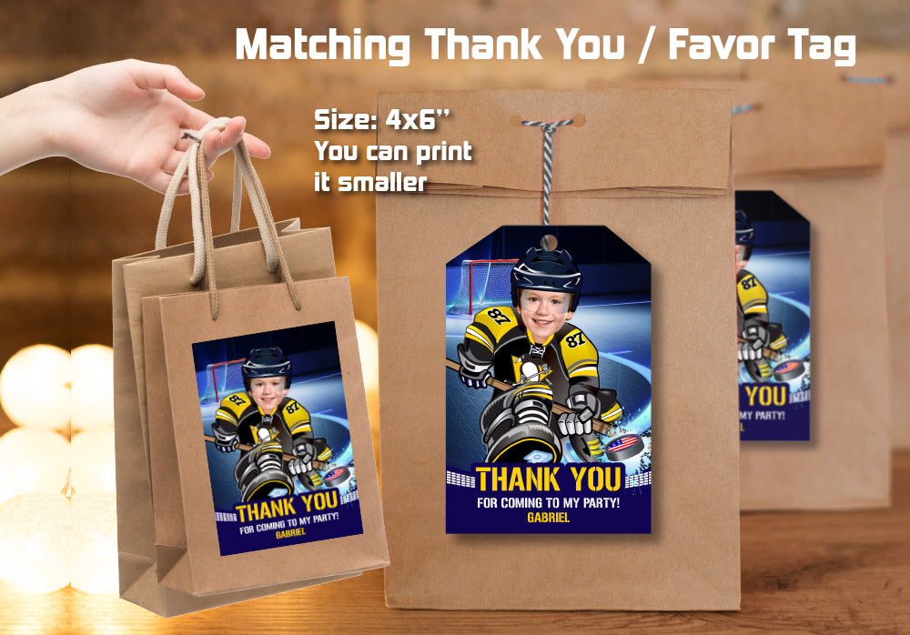 Pittsburgh party Penguins Invitation, Pittsburgh Penguins photo invitation, Pittsburgh Penguins Digital. 320C
