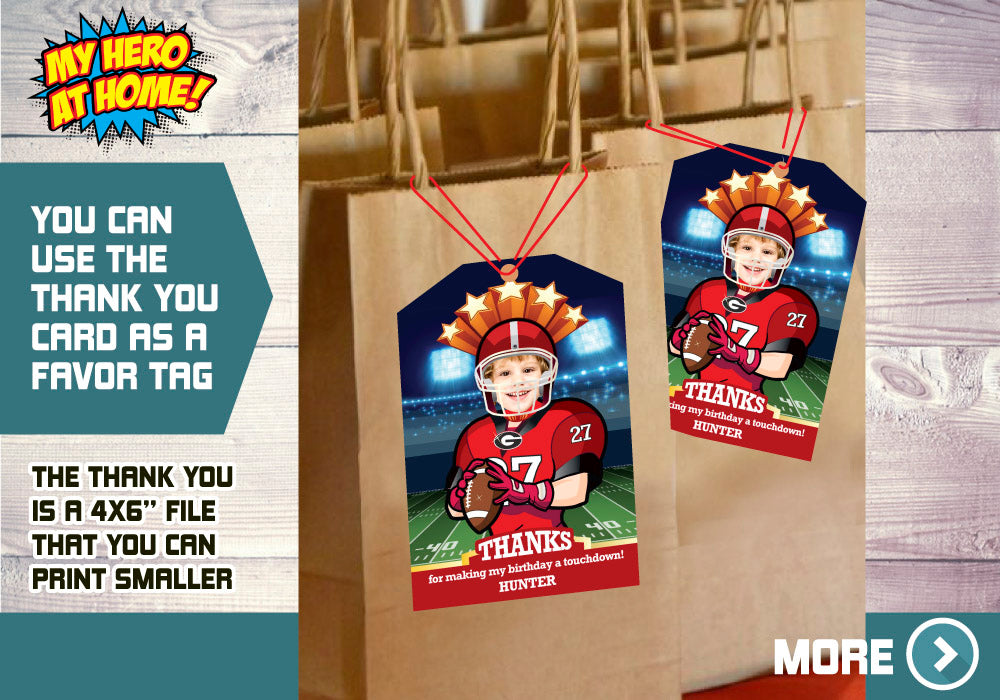 Georgia Bulldogs theme Party, Georgia Bulldogs Birthday, Georgia Bulldogs Invitation, Georgia Bulldogs favor tags, Bulldogs Thank You. 322C