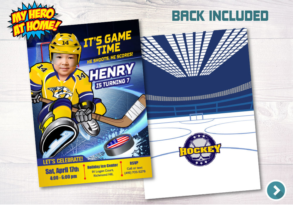 Nashville Predators Invitation, Nashville Predators photo invitation, Nashville Predators Digital Invitation. 325C