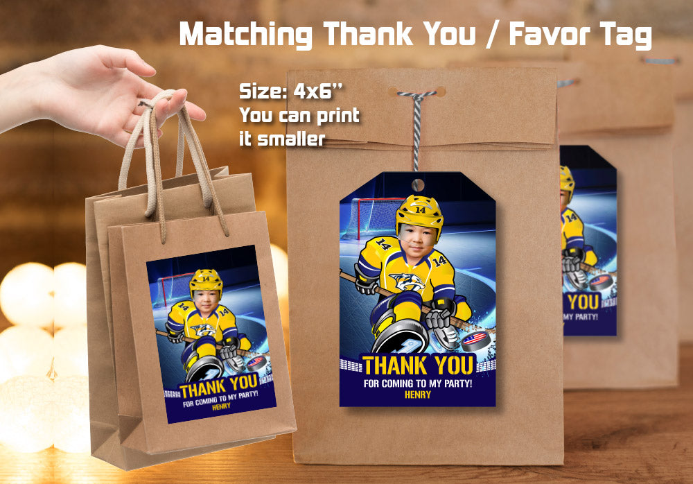 Nashville Predators Invitation, Nashville Predators photo invitation, Nashville Predators Digital Invitation. 325C