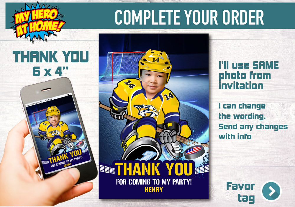 Nashville Predators Invitation, Nashville Predators photo invitation, Nashville Predators Digital Invitation. 325C