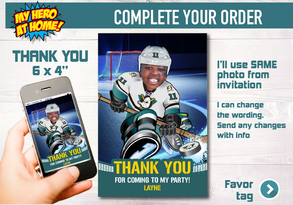 Mighty Ducks Invitation, Mighty Ducks photo invitation, Mighty Ducks Digital Invitation. 336C