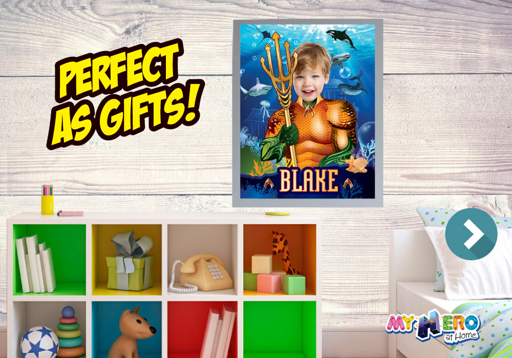 Aquaman Poster with photo, Custom Aquaman Gifts, Atlantis Poster, Custom Aquaman Poster, Aquaman Decor, Aquaman Wall Decor. 349