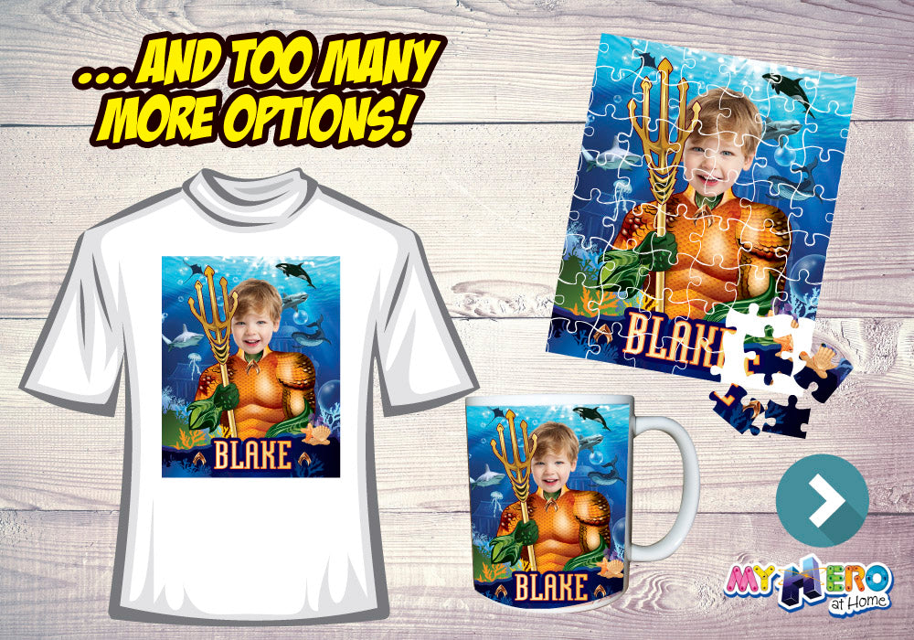 Aquaman Poster with photo, Custom Aquaman Gifts, Atlantis Poster, Custom Aquaman Poster, Aquaman Decor, Aquaman Wall Decor. 349
