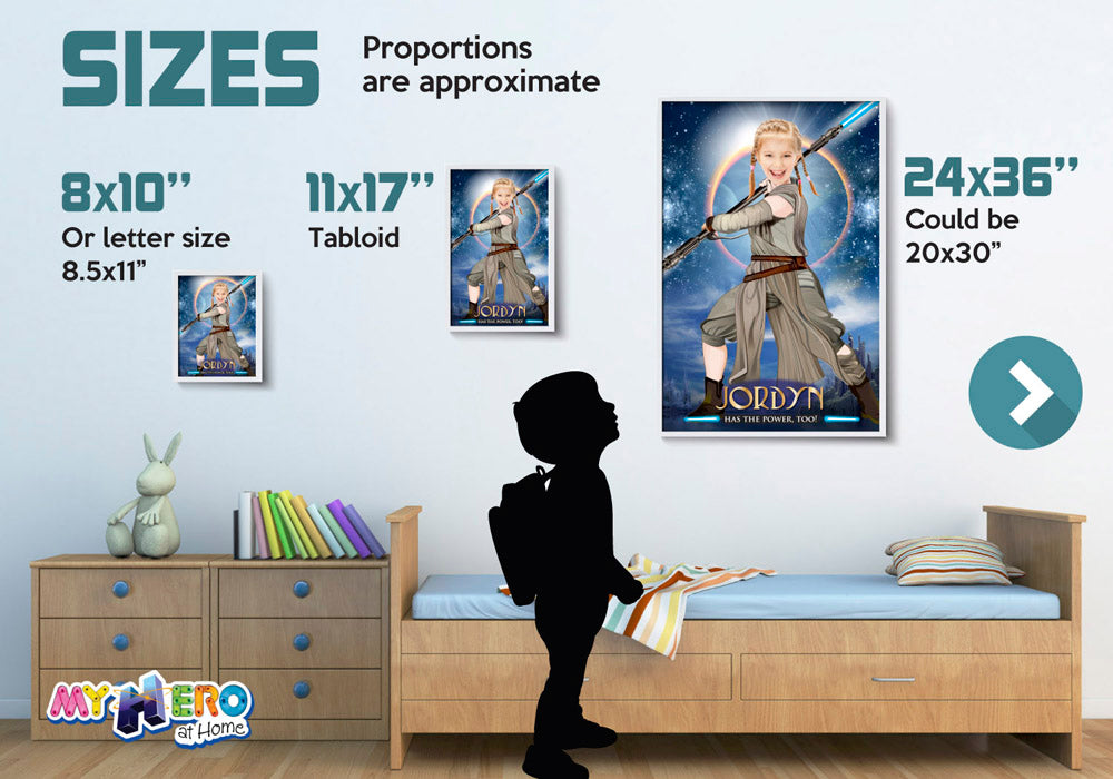 Jedi Rey Poster, Girl Star Wars Poster, Jedi Rey Decor, Custom Star Wars Poster for girls, Star Wars Girls Ideas, Jedi Rey Gifts. 360