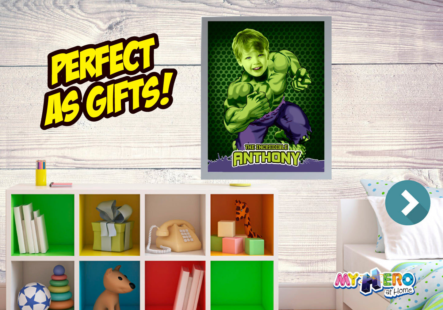 Printable Hulk photo gift, Hulk poster with photo, Room decor themed Hulk. 366