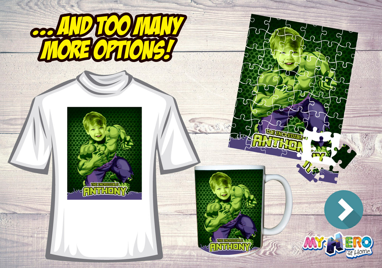 Printable Hulk photo gift, Hulk poster with photo, Room decor themed Hulk. 366