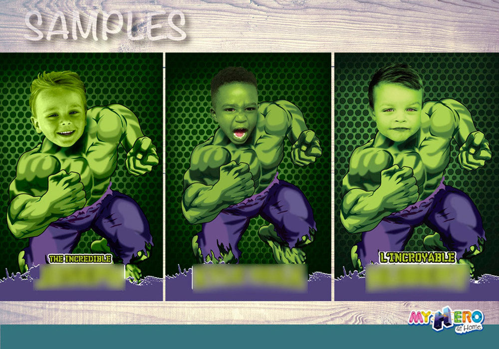 Printable Hulk photo gift, Hulk poster with photo, Room decor themed Hulk. 366