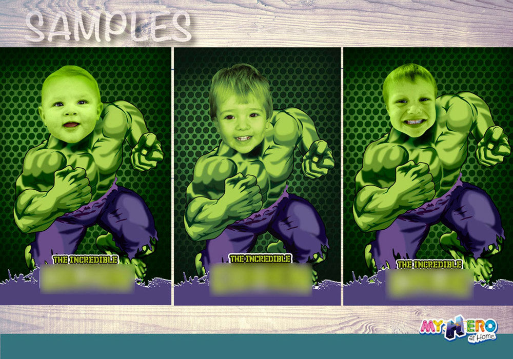 Printable Hulk photo gift, Hulk poster with photo, Room decor themed Hulk. 366