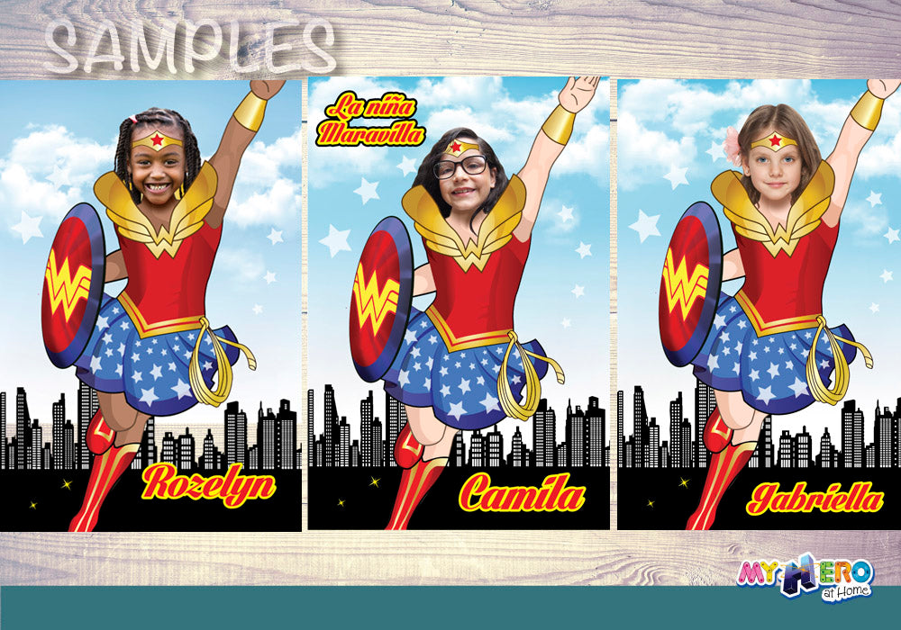 Wonder Girl Poster with photo of your girl as the star, Wonder Woman printable Gift. 374