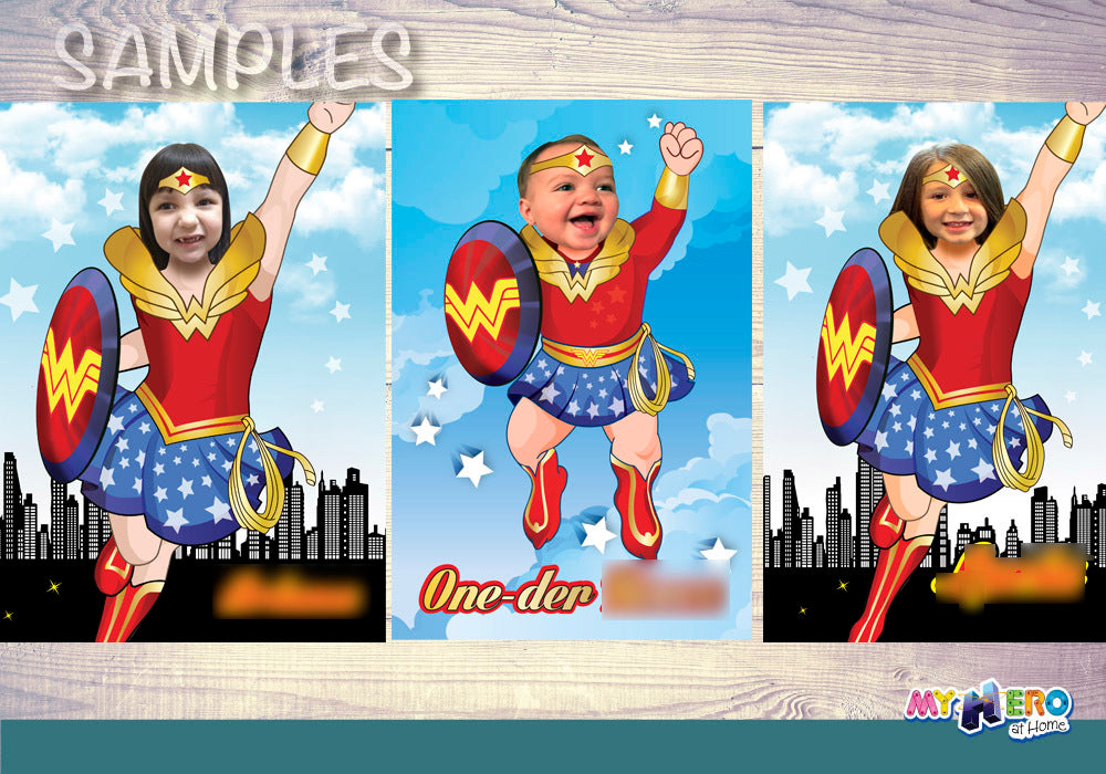 Wonder Girl Poster with photo of your girl as the star, Wonder Woman printable Gift. 374