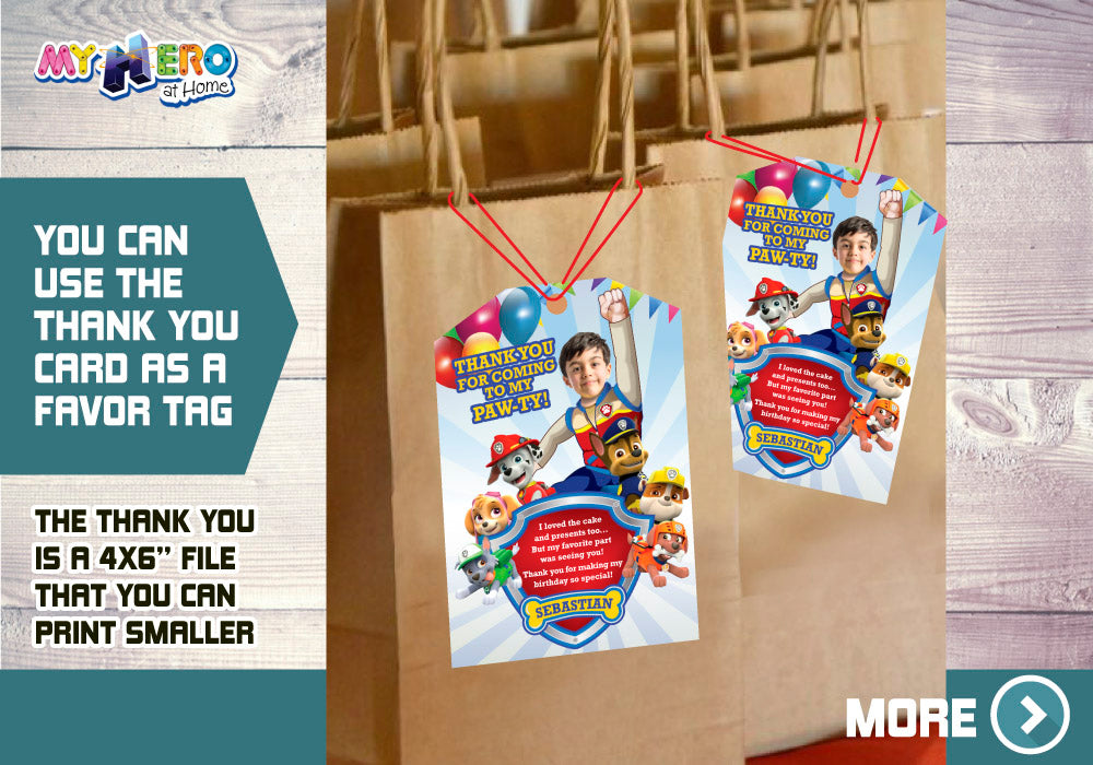 Paw Patrol Invitation with photo, All paws in deck invitation, Paw Patrol Digital Invitation, Paw Patrol Thank You. 377C