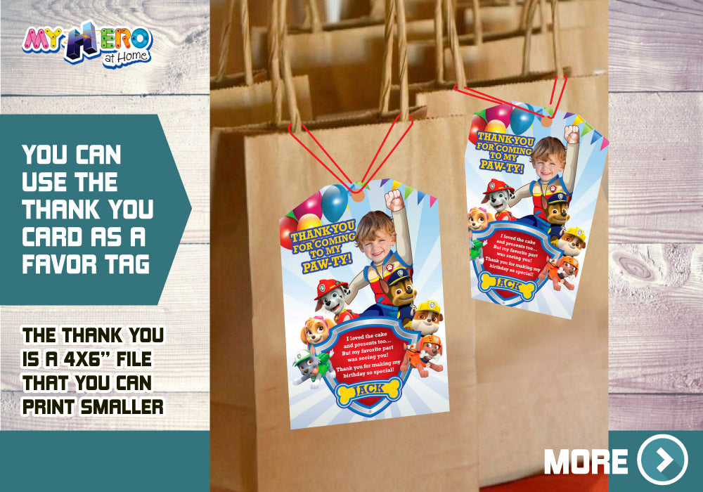 Paw Patrol Invitation, Paw Patrol Party, Paw Patrol Digital Invitation, Paw Patrol Thank You. 377