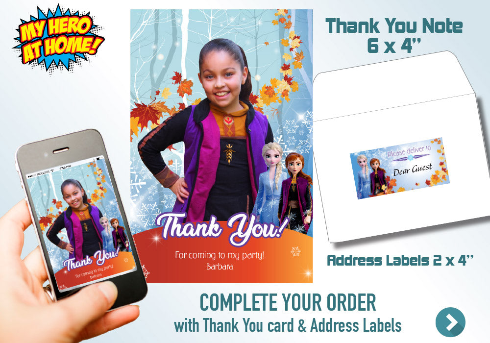 Frozen Invitation with Anna photo. Frozen 2 Party invitation. Frozen 2 themed party. Frozen Photo Invitation. Anna Frozen Invitation. 406C