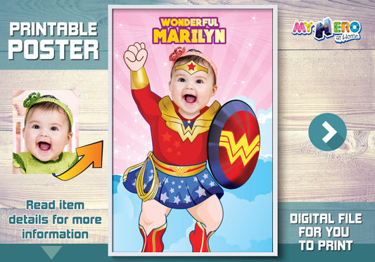Baby Wonder Woman Poster, Baby Wonder gift Gift, Wonder baby girl Nursery. 427