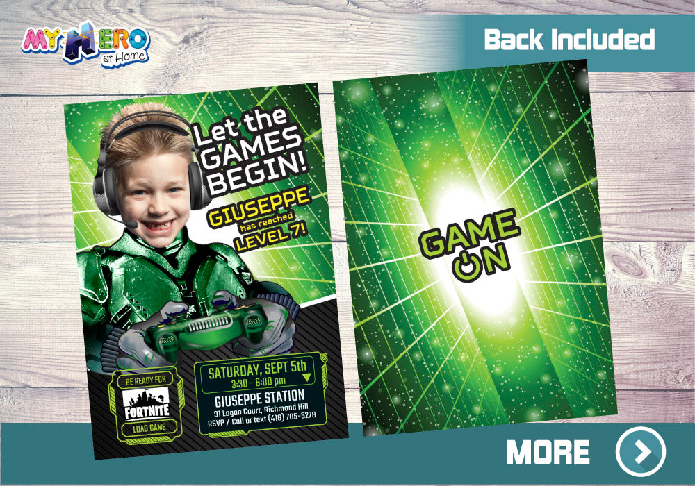 Gamers Party Invitation. Video gamers Theme Party. Game On Invitation. Video Gamers Birthday. Gamers Digital Invitation. 432C