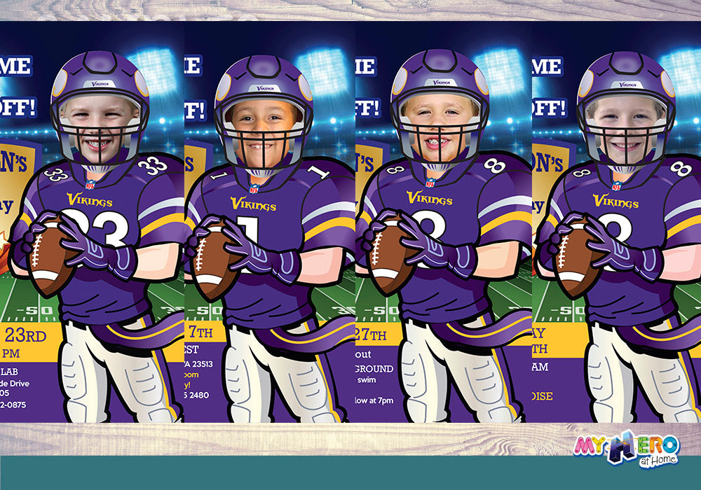 Minnesota Vikings Birthday, Vikings Invitation, Minnesota Vikings theme Party, Minnesota Vikings thank you, Vikings Favors. 448C