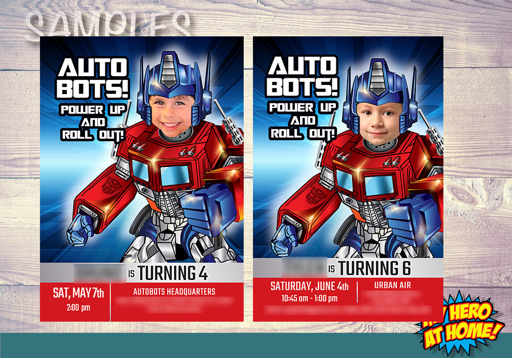 Optimus Prime photo Invitation, Transformers Theme Party, Optimus Prime Digital Invitation. 455