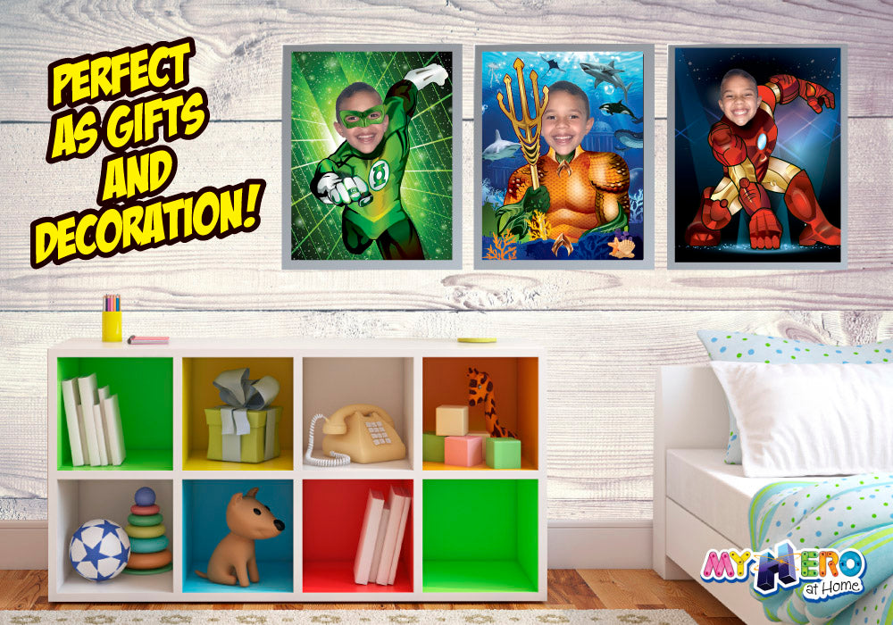 Custom Green Lantern Gifts with photo of your kid, Green Lantern Photo Poster. 482B