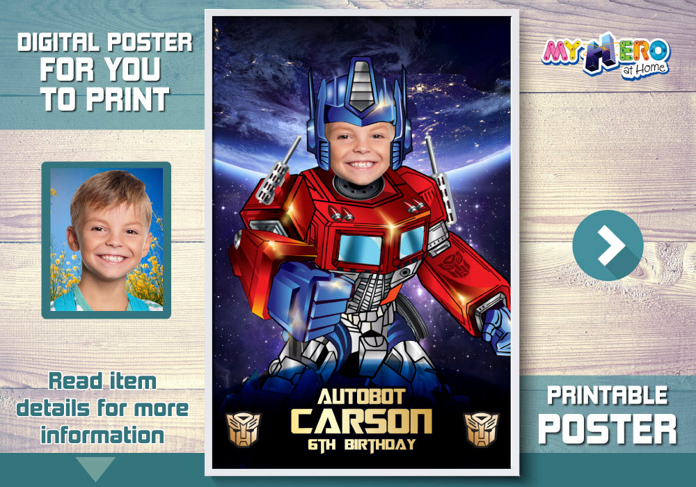 Optimus Prime Poster, Optimus Prime Decor, Optimus Prime backdrop, Optimus Prime party Decor, Optimus Prime photo poster. 484