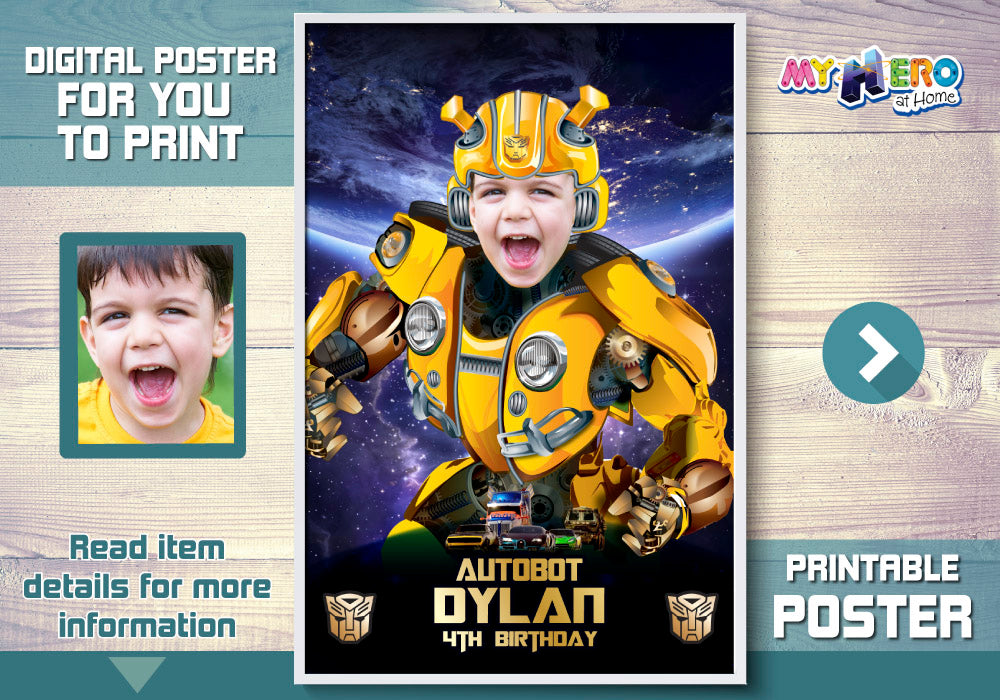 Bumblebee Poster with photo, Bumblebee Decor, Bumblebee party Decor, Bumblebee wall. 485
