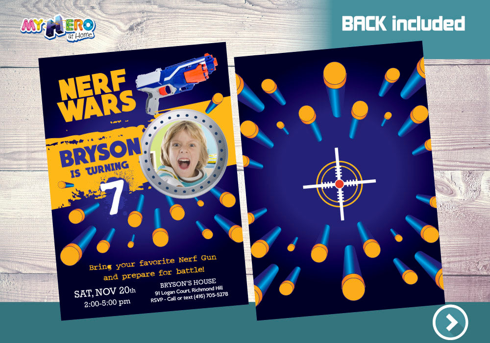 Nerf Birthday Invitation, Dart Birthday Invitation, Digital Nerf Invitation, Nerf Guns party, Dart Gun Birthday. 552