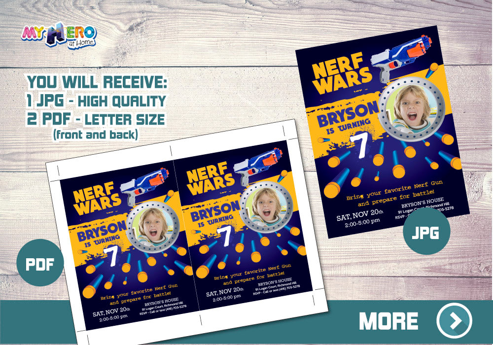 Nerf Birthday Invitation, Dart Birthday Invitation, Digital Nerf Invitation, Nerf Guns party, Dart Gun Birthday. 552