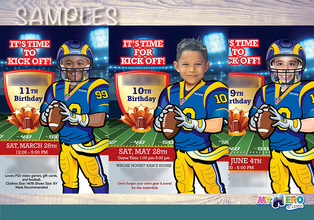 Seahawks Birthday Party Invitation with kid as the star player, Seahawks digital invite. 2423IN