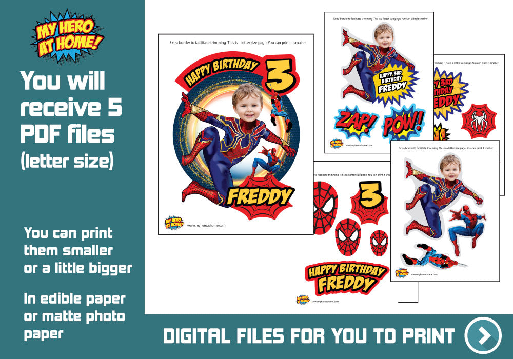 Iron Spider Cake topper, Spiderman printable cake topper, Spiderman cake decor, Spider-Man photo Cake topper. 571