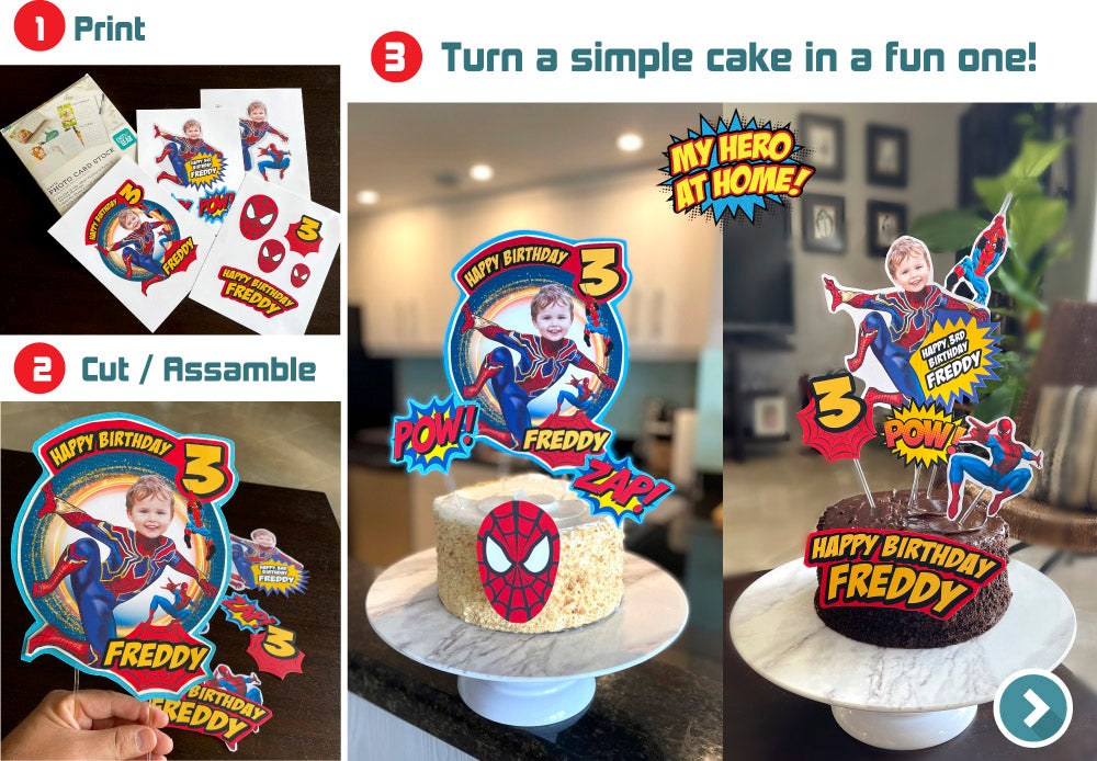 Iron Spider Cake topper, Spiderman printable cake topper, Spiderman cake decor, Spider-Man photo Cake topper. 571