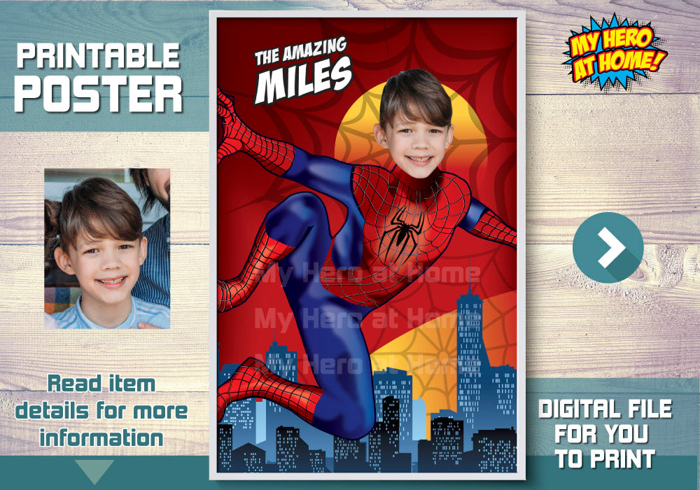 Spiderman Photo Poster, Custom Spiderman Gift, Custom Spiderman Decor. 595