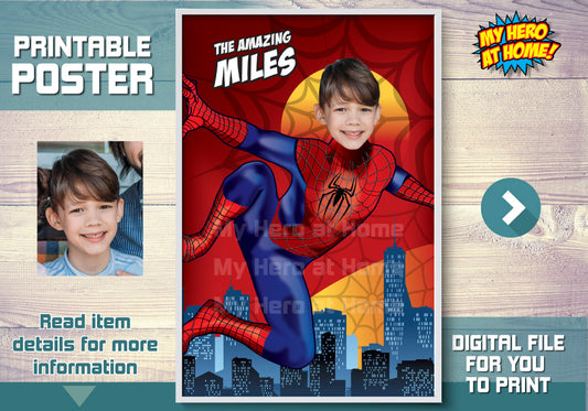 Spiderman Photo Poster, Custom Spiderman Gift, Custom Spiderman Decor. 595