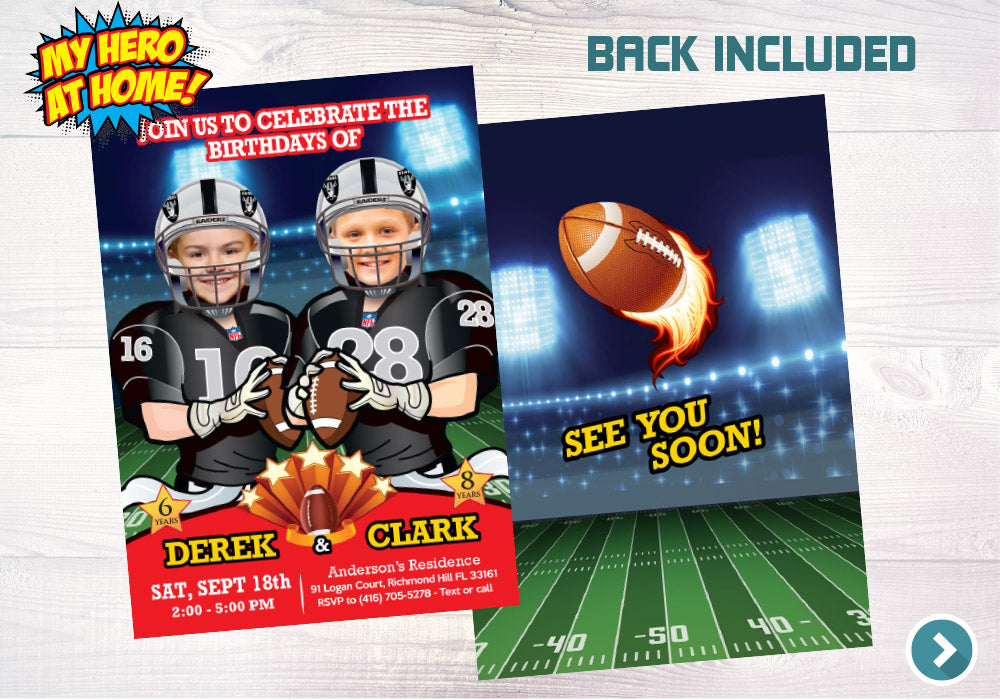 Football Siblings Invitation, Football siblings birthday, Joint Football invitation, 2 kids football invitation. 600