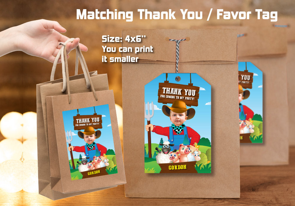 Farm Photo Invitation, Farm digital Invitation, Farm Birthday Invitation, Barn Animals Party Invite, Boys Farm Invite, Barn Invitation. 605C