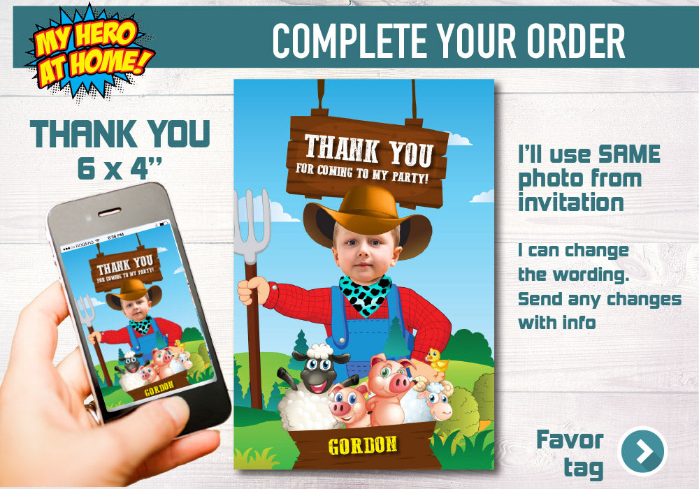 Farm Photo Invitation, Farm digital Invitation, Farm Birthday Invitation, Barn Animals Party Invite, Boys Farm Invite, Barn Invitation. 605C