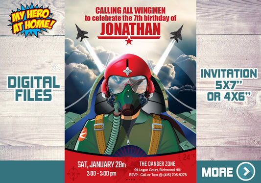 Jet Pilot Invitation, Boys Jet Invitation, Military Jet Invitation, Fighter Pilot Invitation, Pilot Invitation, Air Force Invitation. 618